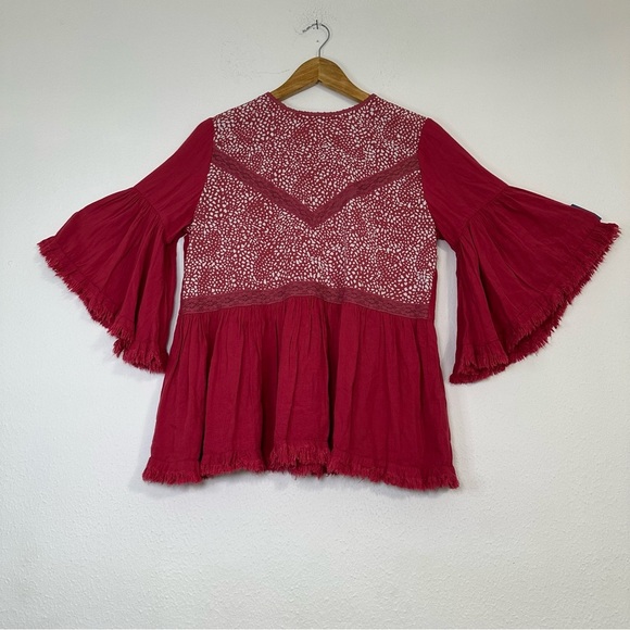 Umgee casual Red Blouse with Flared Sleeves in Size S-M - Picture 2 of 11